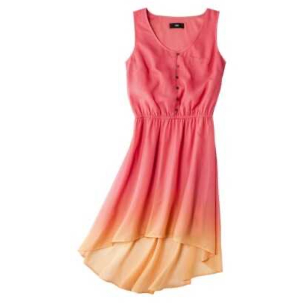 MOSSIMO SUPPLY OMBRE HIGH LOW CHIFFON DRESS - CORAL SIZE XL (NEW WITH TAGS) A19